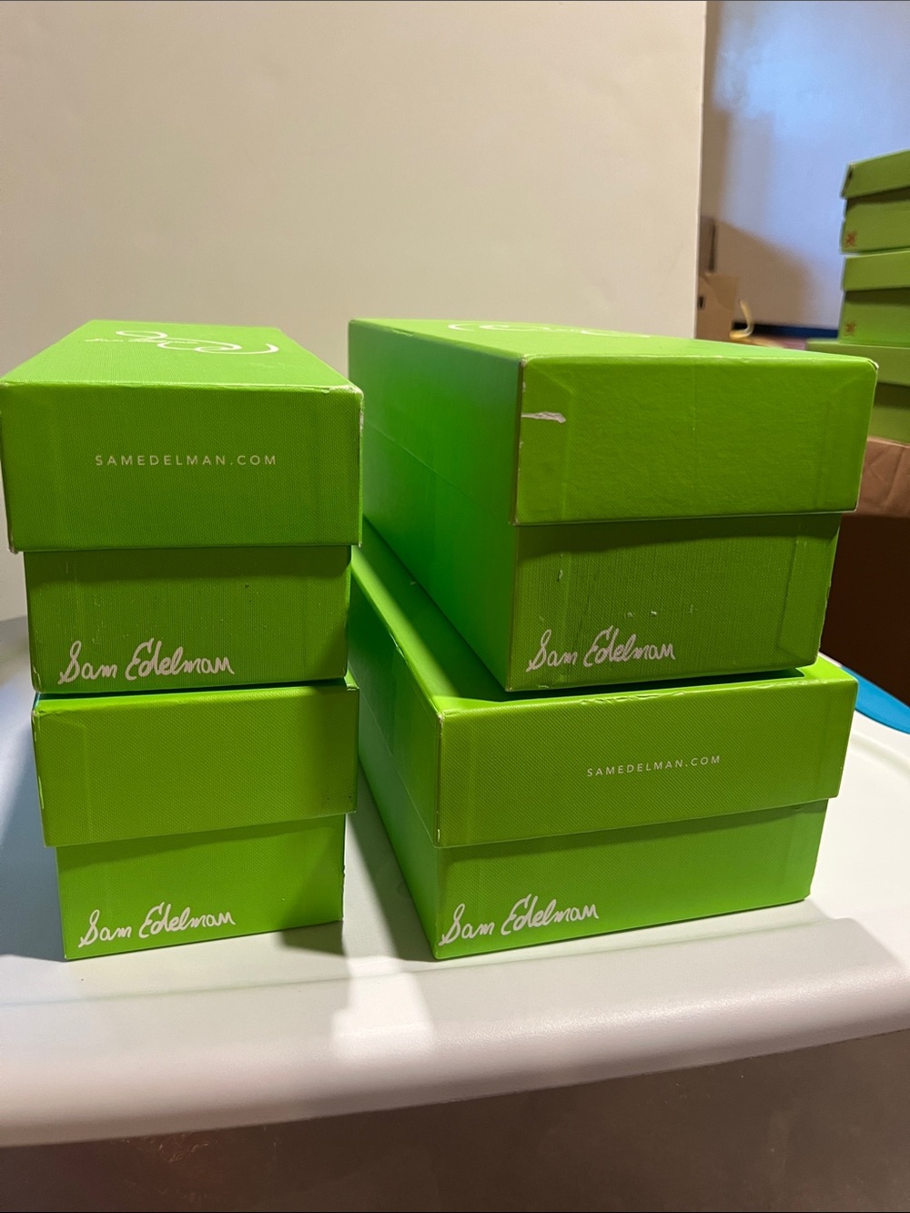 Empty Sam Edelman shoe boxes